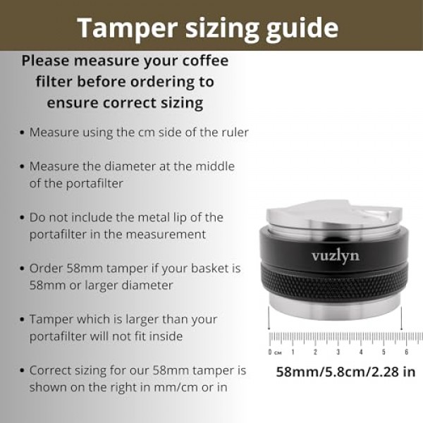 58mm 에스프레소 탬퍼 및 디스트리뷰터 - 전문적으로 조절 가능한 깊이, 스테인리스 스틸 베이스, E61, Rancilio 및 Gaggia 포터필터에 적합 - 탬퍼 매트가 포함된 이중 기능 