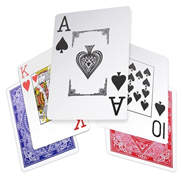 카드 놀이 2 데크 텍사스 홀덤 포커용 방수 플라스틱 포커 카드 Go Fish 및 기타 카드 게임 점보 인덱스 2.5 x 3.5