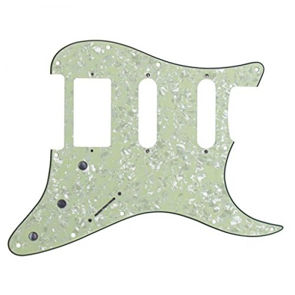 11 홀 Strat HSS 픽가드 기타 스크래치 플레이트(미국/멕시코 제작 표준 Strat 모던 스타일 기타 교체, 4Ply 빈티지 그린 펄)