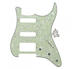 11 홀 Strat HSS 픽가드 기타 스크래치 플레이트(미국/멕시코 제작 표준 Strat 모던 스타일 기타 교체, 4Ply 빈티지 그린 펄)