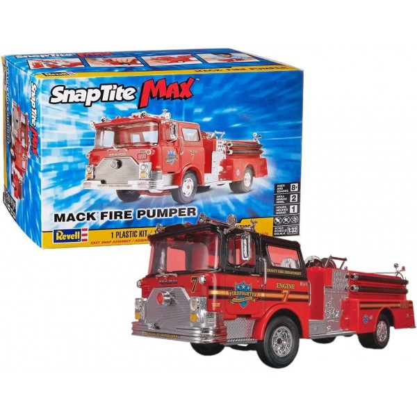 Revell 11225 Max Mack Fire Pumper, 플러그인 키트, 상세 모델 키트, 트럭 키트 1:32, 멀티컬러