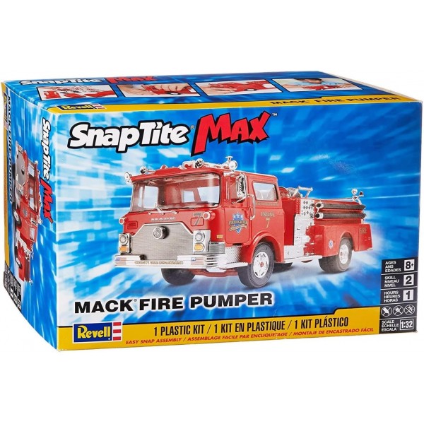 Revell 11225 Max Mack Fire Pumper, 플러그인 키트, 상세 모델 키트, 트럭 키트 1:32, 멀티컬러