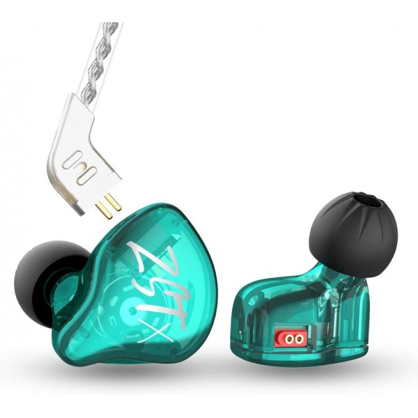 Yinyoo KZ ZST X 하이브리드 1BA + 1DD 인 이어 모니터 이어 버드 다이나믹 인 이어 이어폰 헤드폰이있는 균형 전기자 HiFi 헤드셋 Cyan mit Mikrofon