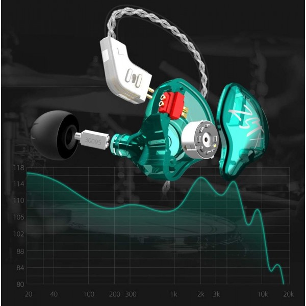 Yinyoo KZ ZST X 하이브리드 1BA + 1DD 인 이어 모니터 이어 버드 다이나믹 인 이어 이어폰 헤드폰이있는 균형 전기자 HiFi 헤드셋 Cyan mit Mikrofon