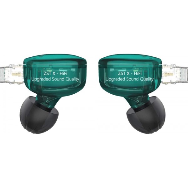Yinyoo KZ ZST X 하이브리드 1BA + 1DD 인 이어 모니터 이어 버드 다이나믹 인 이어 이어폰 헤드폰이있는 균형 전기자 HiFi 헤드셋 Cyan mit Mikrofon
