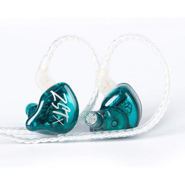 Yinyoo KZ ZST X 하이브리드 1BA + 1DD 인 이어 모니터 이어 버드 다이나믹 인 이어 이어폰 헤드폰이있는 균형 전기자 HiFi 헤드셋 Cyan mit Mikrofon