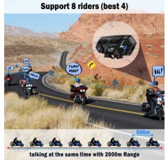 Fodsports 오토바이 블루투스 헤드셋, M1-S 프로 오토바이 헬멧 인터폰 블루투스 헤드셋 통신 시스템 8 오토바이, 인터콤 거리 최대 2000 미터 900mAh 배터리 (트윈 팩) M1-S PRO 