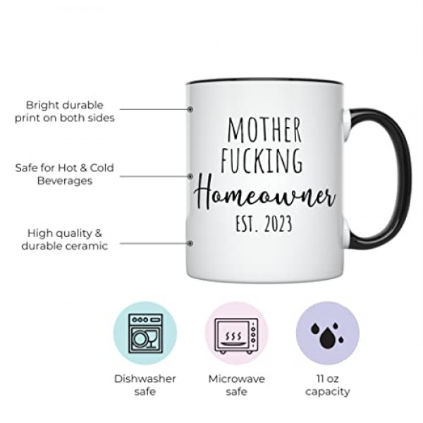 YouNique는 새 집을 위한 집 따뜻하게 머그잔, 11온스, 여성 및 남성을 위한 집들이 컵, 새 주택 소유자 컵, 주택 소유 머그, 최초 주택 구매자 커피 머그(검은색 손잡이)를