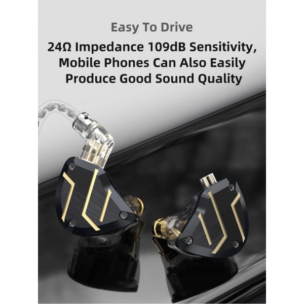 Zsmzzd CCA C10 Pro 인이어 모니터, HiFi 1DD 4BA 하이브리드 5 드라이버 인이어 이어폰, 알루미늄 합금 쉘 + 0.75mm CPin 금도금 분리형 케이블이 있는 수지 캐비티 유선 이어버드(