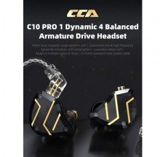 Zsmzzd CCA C10 Pro 인이어 모니터, HiFi 1DD 4BA 하이브리드 5 드라이버 인이어 이어폰, 알루미늄 합금 쉘 + 0.75mm CPin 금도금 분리형 케이블이 있는 수지 캐비티 유선 이어버드(