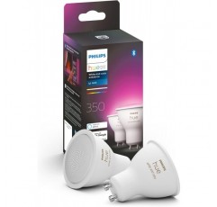 Philips Hue White & Color Ambiance GU10 LED 램프 더블 팩, 앱을 통해 제어 가능, Amazon Alexa(Echo, Echo Dot) + Smart Button과 호환, 설치 없이 편리한 디밍