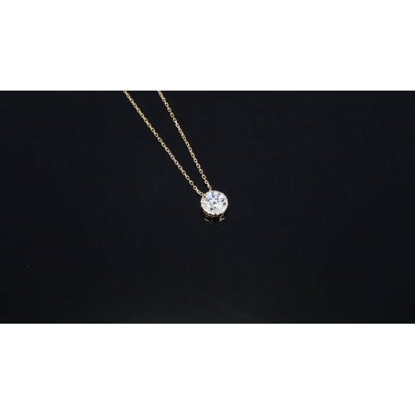 JewelryPalace 라운드 1ct Moissanite 헤일로 체인 펜던트, 시뮬레이션 다이아몬드 신부 보석 세트, 목걸이 여성 실버 925 목걸이 여성 스톤, 보석 소녀 여성용 선물 로즈 골드 4
