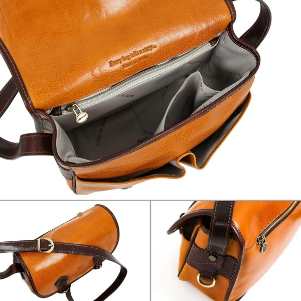 여성용 가죽 크로스바디 백 메신저 백 - Time Resistance Yellow