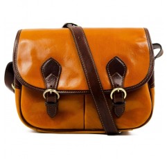 여성용 가죽 크로스바디 백 메신저 백 - Time Resistance Yellow