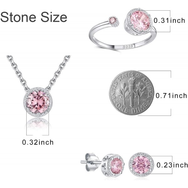 Presentski 탄생석 펜던트 목걸이 925 스털링 실버 -- 단일 라운드 큐빅 지르코니아 크리스탈 보석 탄생석 목걸이 여성용 선물 여자 10월