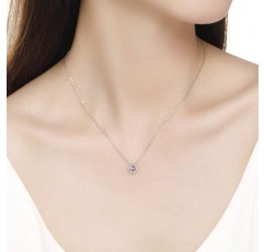 Presentski 탄생석 펜던트 목걸이 925 스털링 실버 -- 단일 라운드 큐빅 지르코니아 크리스탈 보석 탄생석 목걸이 여성용 선물 여자 10월