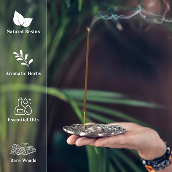 녹차 향 스틱, 유기농 손으로 담근 향, 천연 허브 및 아로마 성분, 내부에 스틱 40개 포함, 연소 시간 45-60분, 영적 선물, Karma Pledge 향