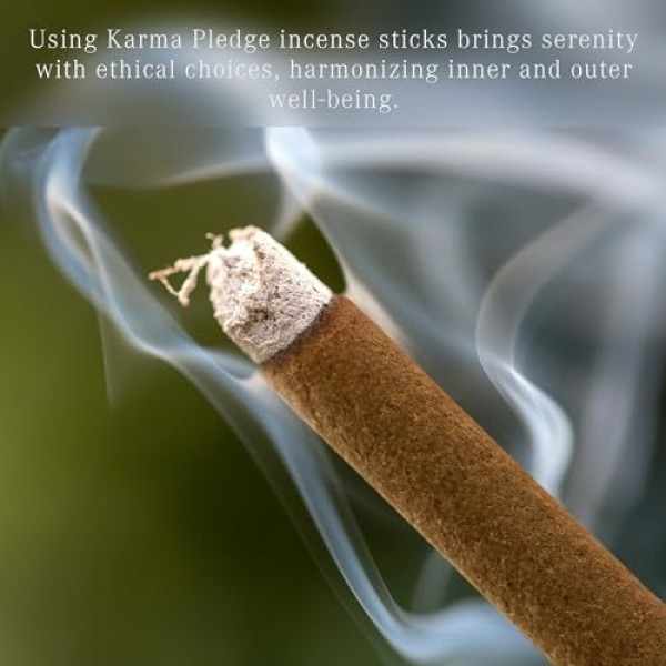 녹차 향 스틱, 유기농 손으로 담근 향, 천연 허브 및 아로마 성분, 내부에 스틱 40개 포함, 연소 시간 45-60분, 영적 선물, Karma Pledge 향