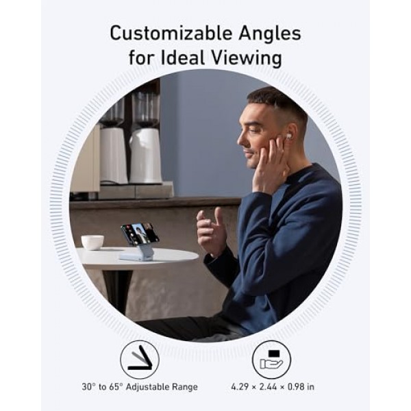 Anker MagGo 파워 뱅크, Qi2 인증 15W 초고속 MagSafe 호환 휴대용 충전기, 6,600mAh 배터리 팩, 조절 가능 및 접이식 스탠드, iPhone 15/14/13 시리즈용(USB-C 케이블 포함)