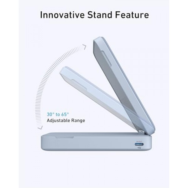 Anker MagGo 파워 뱅크, Qi2 인증 15W 초고속 MagSafe 호환 휴대용 충전기, 6,600mAh 배터리 팩, 조절 가능 및 접이식 스탠드, iPhone 15/14/13 시리즈용(USB-C 케이블 포함)