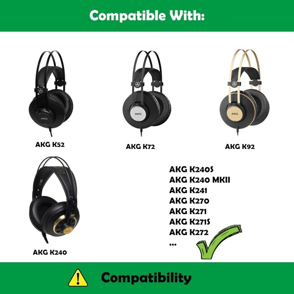 피부 친화적 인 부드러운 패브릭 폼이있는 AKG K52 K72 K92 K240 헤드셋 헤드폰 이어 패드와 호환되는 전문 교체 용 이어 패드 쿠션