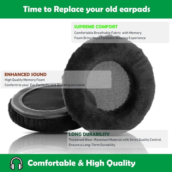 피부 친화적 인 부드러운 패브릭 폼이있는 AKG K52 K72 K92 K240 헤드셋 헤드폰 이어 패드와 호환되는 전문 교체 용 이어 패드 쿠션