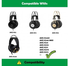 피부 친화적 인 부드러운 패브릭 폼이있는 AKG K52 K72 K92 K240 헤드셋 헤드폰 이어 패드와 호환되는 전문 교체 용 이어 패드 쿠션