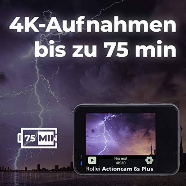 Rollei Actioncam - 4k 비디오 해상도를 지원하는 WiFi 액션 캠, 다양한 액세서리가 포함된 방수 액션 캠코더, 블랙