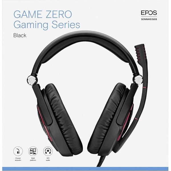 EPOS l Sennheiser Game Zero Closed Acoustic Over-Ear 게임용 헤드셋, 3.5mm 잭 - PC Mac PS4 PS5 Xbox Series X Xbox One 스위치, 유선 헤드폰, 음소거 기능이 있는 유연한 마이크 암