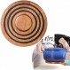 le creuset 네덜란드 오븐용 자석 나무 삼발이, 검은색 실리콘 링이 있는 아카시아 나무, le creuset 에나멜 주철 네덜란드 오븐 및 주철 프라이팬 등용 자석 냄비 홀더 스탠