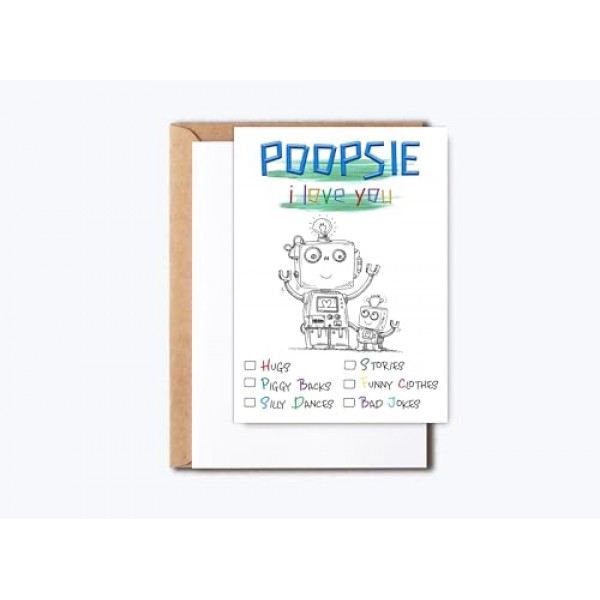 Poopsie 로봇 카드 - 로봇 생일 카드 - 생일 축하 카드 - 할아버지를 위한 Poopsie의 날 카드 - Poopsie 댄스 - 사랑해요 Poopsie 생일 카드 - Poopsie를 위한 카드