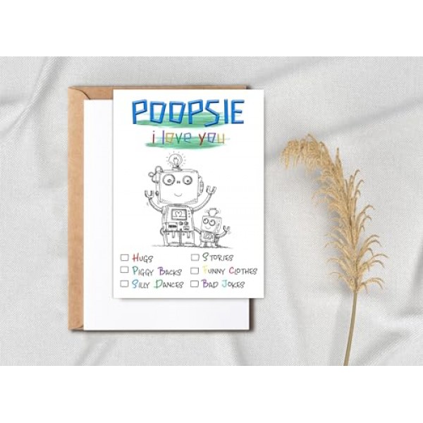 Poopsie 로봇 카드 - 로봇 생일 카드 - 생일 축하 카드 - 할아버지를 위한 Poopsie의 날 카드 - Poopsie 댄스 - 사랑해요 Poopsie 생일 카드 - Poopsie를 위한 카드