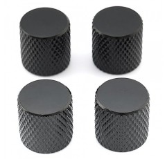 Musiclily 미터법 6mm 메탈 기타 플랫 탑 돔 손잡이 펜더 텔레캐스터 텔레 일렉트릭 기타 정밀 베이스, 블랙(4개)용 볼륨 톤 컨트롤 손잡이