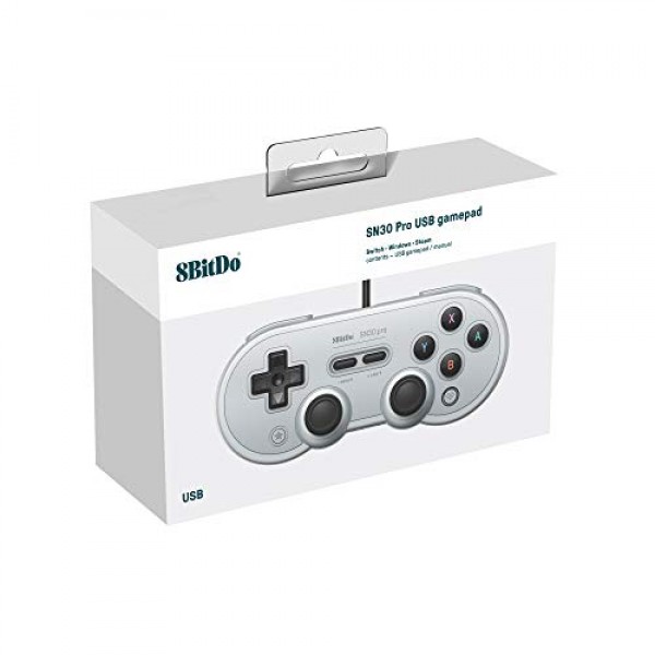 스위치, Windows 및 Raspberry Pi용 8Bitdo Sn30 Pro USB 유선 게임패드(그레이 에디션)