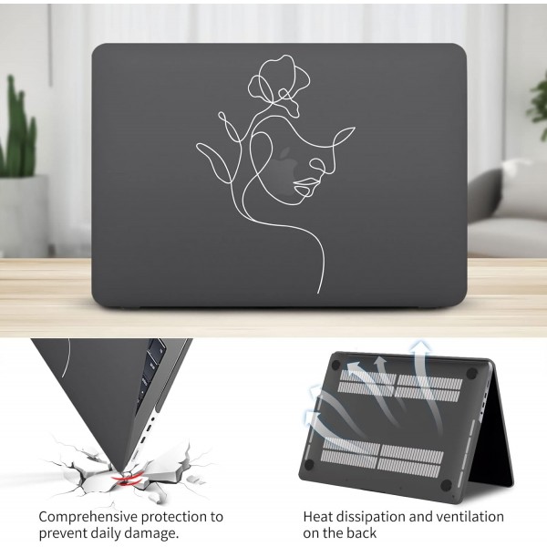 Vozehui 케이스 MacBook Pro 13인치 노트북 케이스 2020 릴리스 M1 A2338/A2251/A2289 터치 ID와 호환 가능, 대리석 패턴 디자인 보호용 플라스틱 하드 쉘 및 키보드 커버, Girl Head Down