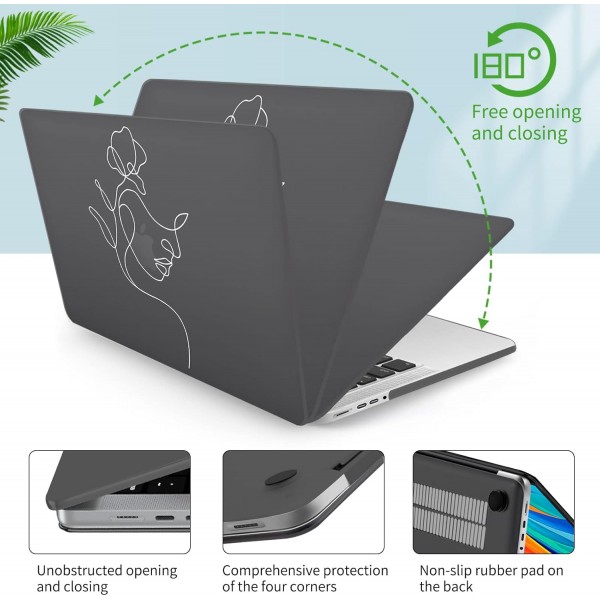 Vozehui 케이스 MacBook Pro 13인치 노트북 케이스 2020 릴리스 M1 A2338/A2251/A2289 터치 ID와 호환 가능, 대리석 패턴 디자인 보호용 플라스틱 하드 쉘 및 키보드 커버, Girl Head Down