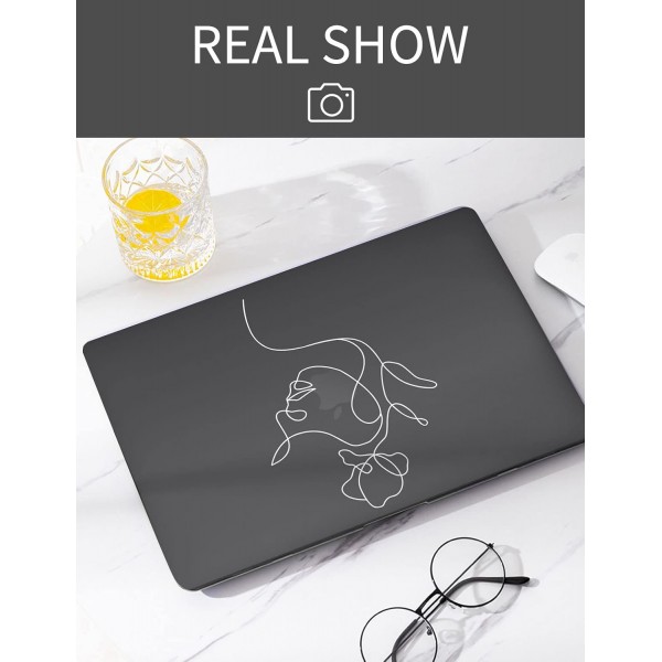 Vozehui 케이스 MacBook Pro 13인치 노트북 케이스 2020 릴리스 M1 A2338/A2251/A2289 터치 ID와 호환 가능, 대리석 패턴 디자인 보호용 플라스틱 하드 쉘 및 키보드 커버, Girl Head Down