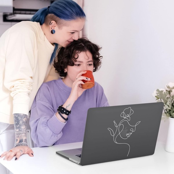 Vozehui 케이스 MacBook Pro 13인치 노트북 케이스 2020 릴리스 M1 A2338/A2251/A2289 터치 ID와 호환 가능, 대리석 패턴 디자인 보호용 플라스틱 하드 쉘 및 키보드 커버, Girl Head Down