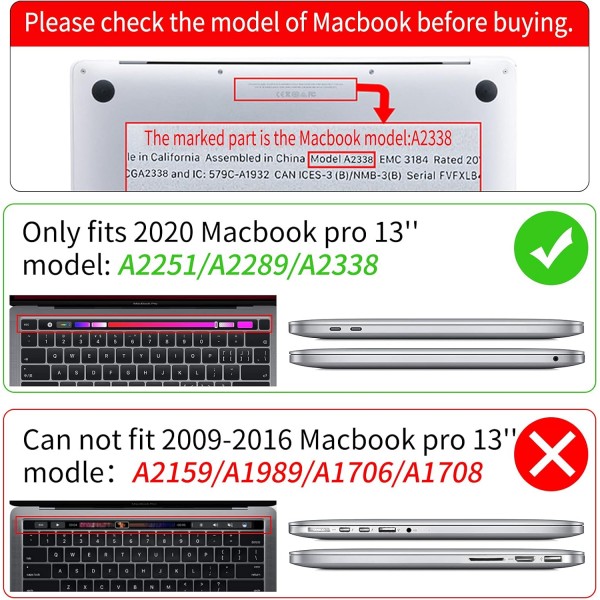 Vozehui 케이스 MacBook Pro 13인치 노트북 케이스 2020 릴리스 M1 A2338/A2251/A2289 터치 ID와 호환 가능, 대리석 패턴 디자인 보호용 플라스틱 하드 쉘 및 키보드 커버, Girl Head Down