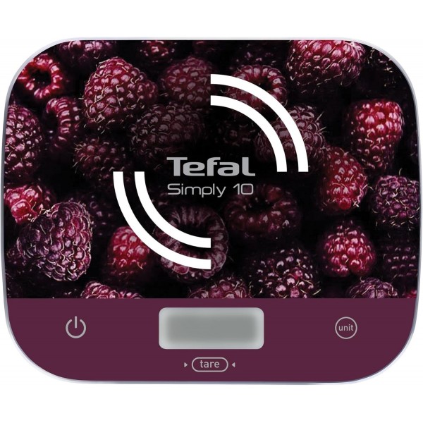 Tefal BC8000V0 전자 주방 저울 단순히 10 저울 10kg/1g 액체 용기 변환 라즈베리 레드