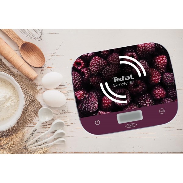 Tefal BC8000V0 전자 주방 저울 단순히 10 저울 10kg/1g 액체 용기 변환 라즈베리 레드