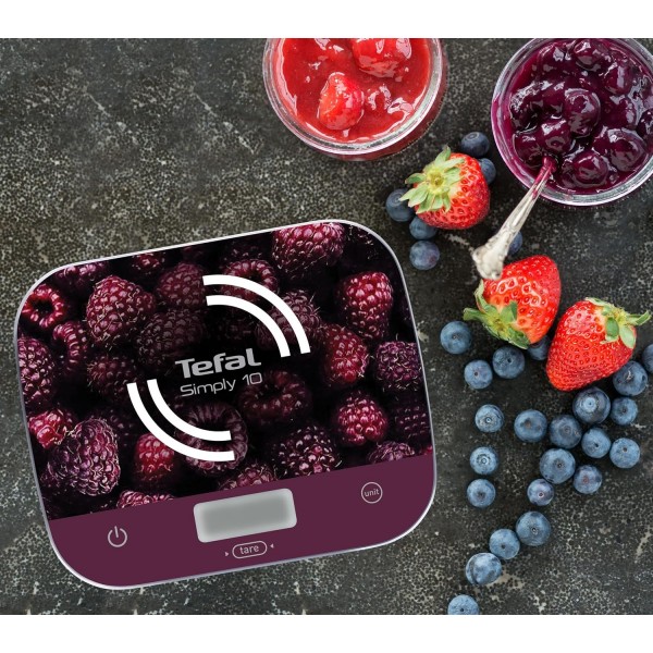 Tefal BC8000V0 전자 주방 저울 단순히 10 저울 10kg/1g 액체 용기 변환 라즈베리 레드