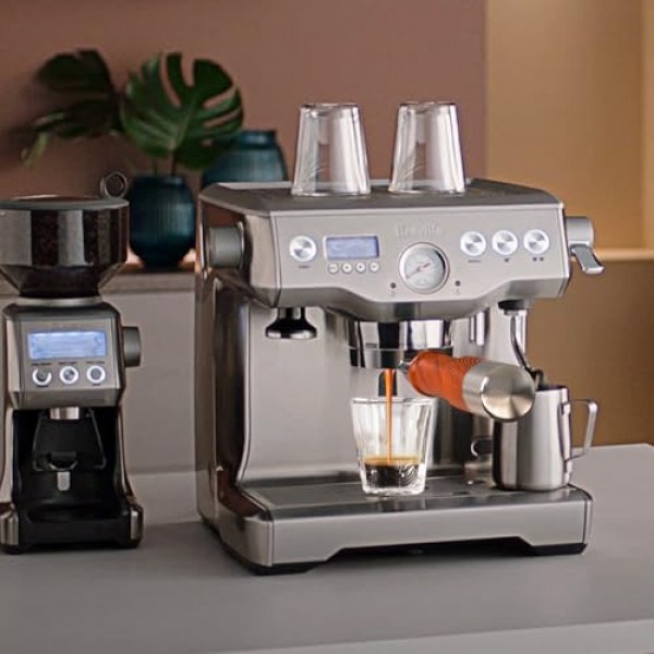 58mm 브레빌 듀얼 보일러 에스프레소 머신용 바텀리스 포터필터 2개 귀 - 로즈우드 핸들 및 더블 샷 필터 바구니 포함 듀얼 보일러, 오라클, 오라클 터치에 적합