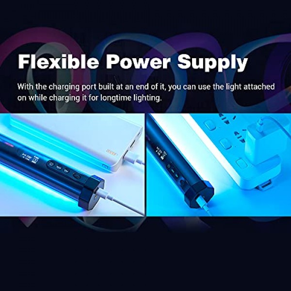 GODOX TL30 RGB 튜브 조명 LED 조명 8W 2700K-6500K 내장 리튬 배터리 스마트폰 앱 제어(TL30)