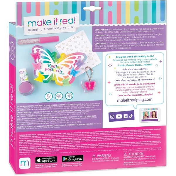 Make It Real 2902326 버터플라이 뷰티 어린이 메이크업 세트 코스메틱 키트