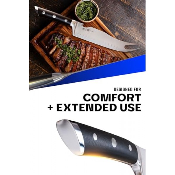 Dalstrong BBQ Pitmaster 고기 칼 - 8인치 - 검투사 시리즈 엘리트 - 단조 고탄소 독일강 - 포크 팁 및 병따개 - G10 핸들 - 슬라이스 주방 칼 - NSF 인증