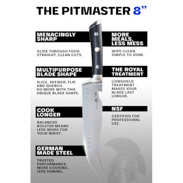 Dalstrong BBQ Pitmaster 고기 칼 - 8인치 - 검투사 시리즈 엘리트 - 단조 고탄소 독일강 - 포크 팁 및 병따개 - G10 핸들 - 슬라이스 주방 칼 - NSF 인증
