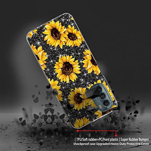 모토 G 스타일러스 5G 2022 휴대폰 케이스용 DDTKZC, 모토 G 스타일러스 5G 2022 케이스 강화 유리 보호기 광택 패턴-스파클 3 in 1 모토 G 스타일러스 5G 2022용 투명 충격 방지 