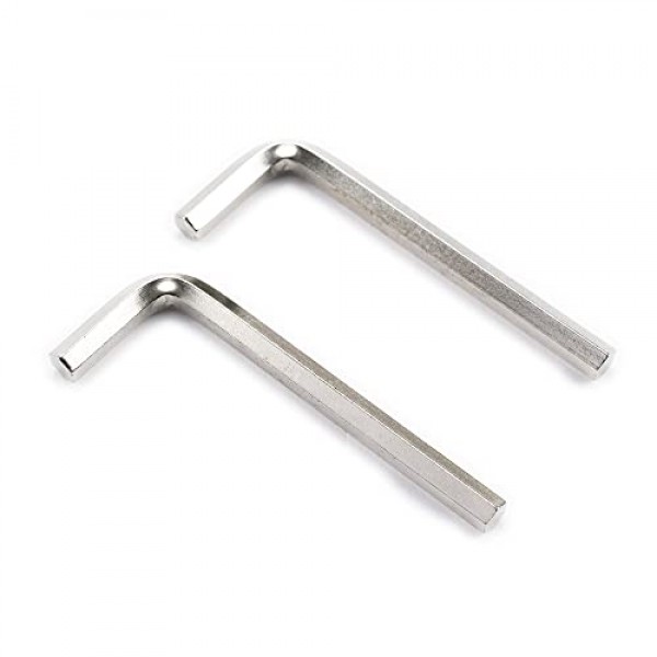 Musiclily 기본 미터법 5mm 스틸 기타 트러스 로드 알렌 키 육각 렌치, 니켈(2개 세트)
