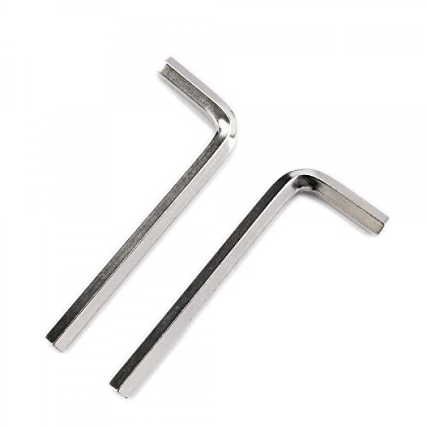 Musiclily 기본 미터법 5mm 스틸 기타 트러스 로드 알렌 키 육각 렌치, 니켈(2개 세트)